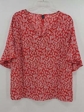 Shein Curve Floral Daisy Bell Sleeve Top Size 4X